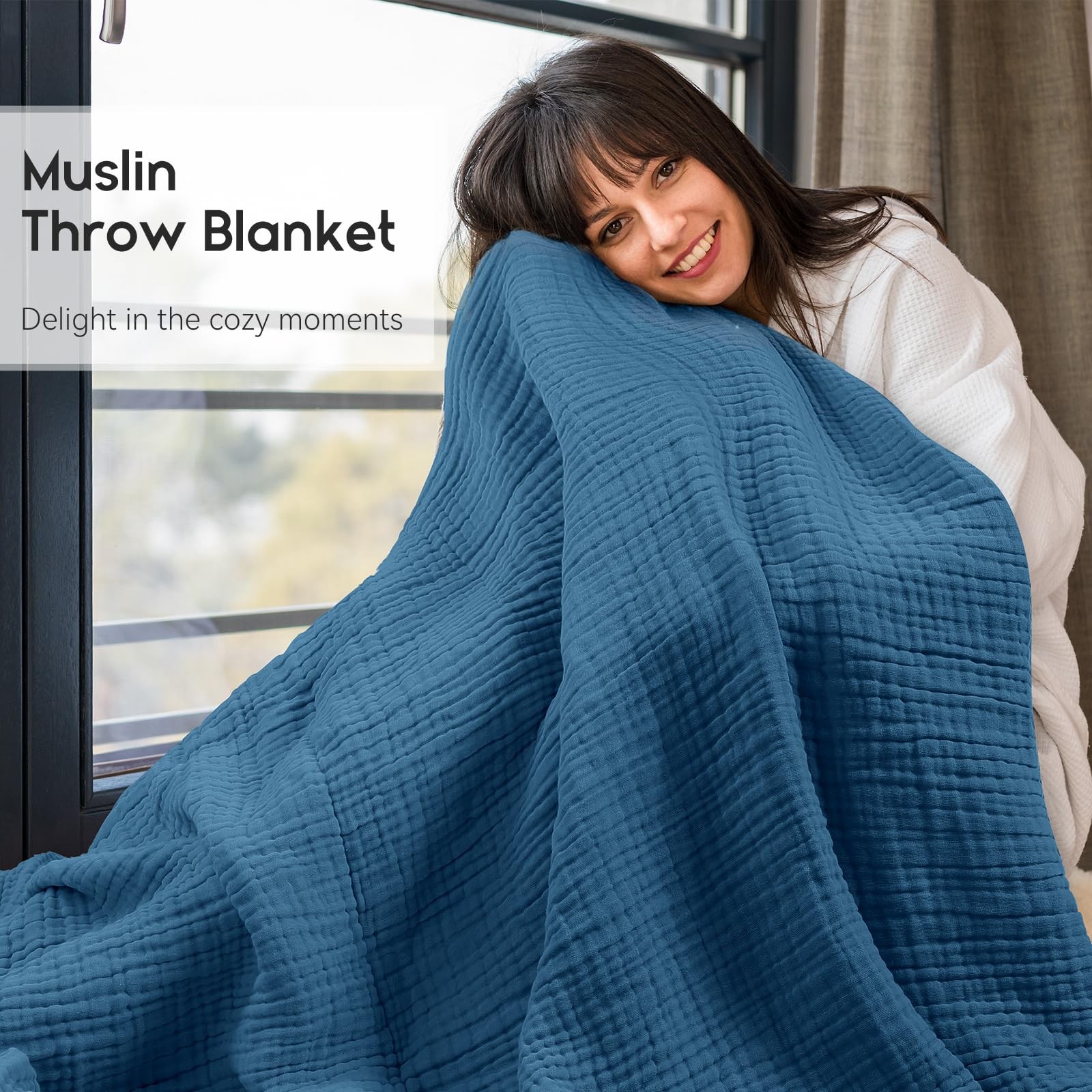 Muslin Blanket 100% Organic Cotton Throw Large 50" x 60" for Bed Couch Summer... gallery