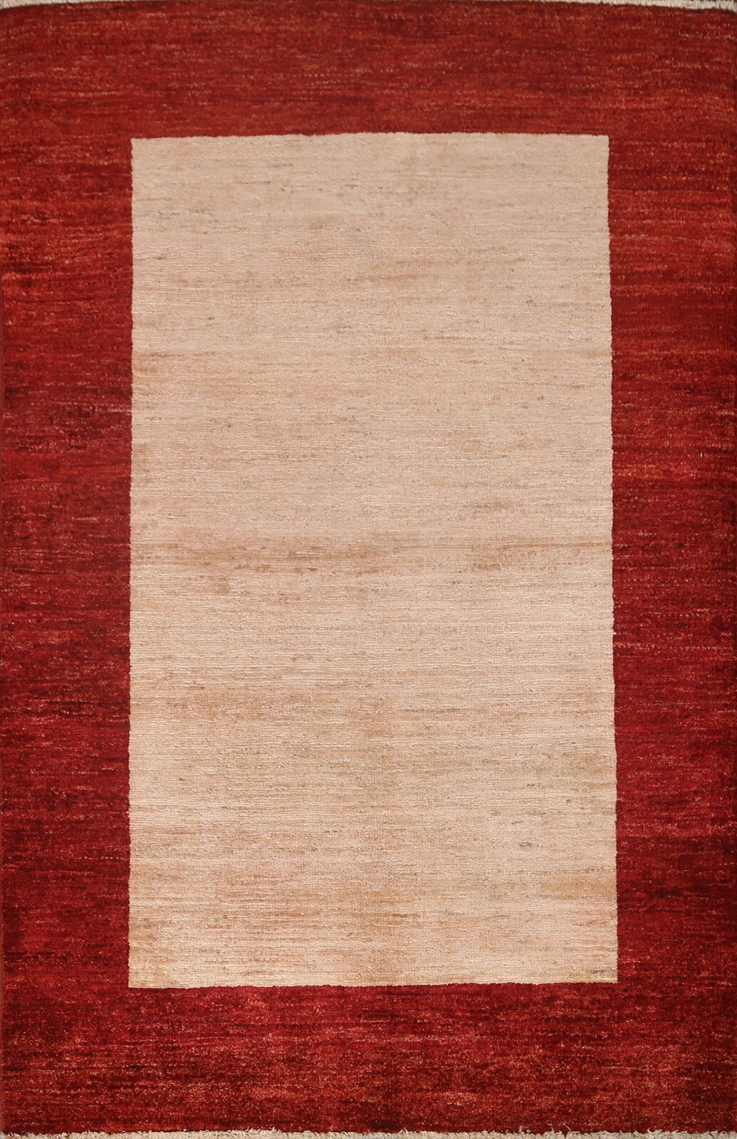 Bordered Ivory/ Red Modern Gabbeh Oriental Area Rug 3'x5' Wool Handmade Carpet gallery
