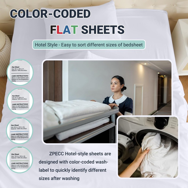 Full Flat Sheet Only 6 PCS Durable Brown 81x96 Inch Soft Microfiber Bedding gallery