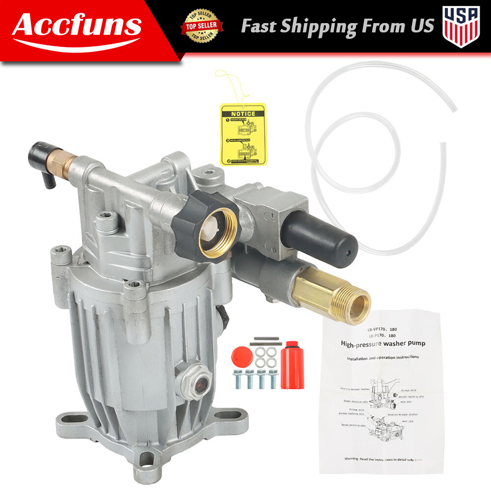 Pressure Washer Pump Horizontal 3/4" Shaft - MAX 3000 PSI 2.5 GPM Oil Sealed gallery