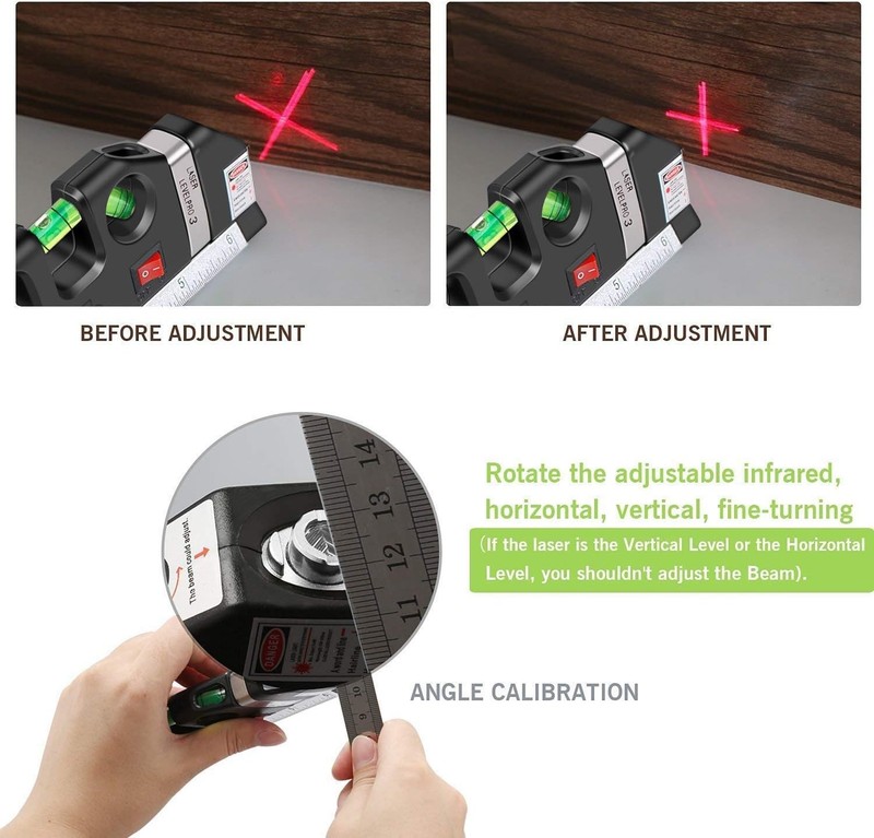 Multipurpose Laser Level Vertical Horizon Measuring Tape Aligner Metric Rulers gallery