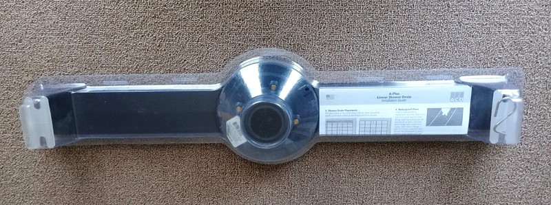 ACO 27in Linear Shower Drain A-Plus Square Grate Matte Black 2-3/4" X 27" Sealed gallery