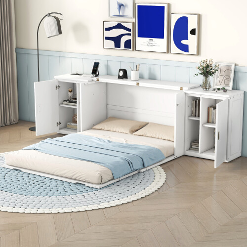 Full Queen Size Murphy Bed with Stroage Cabinets Murphy Chest Cabinets Floor Bed gallery
