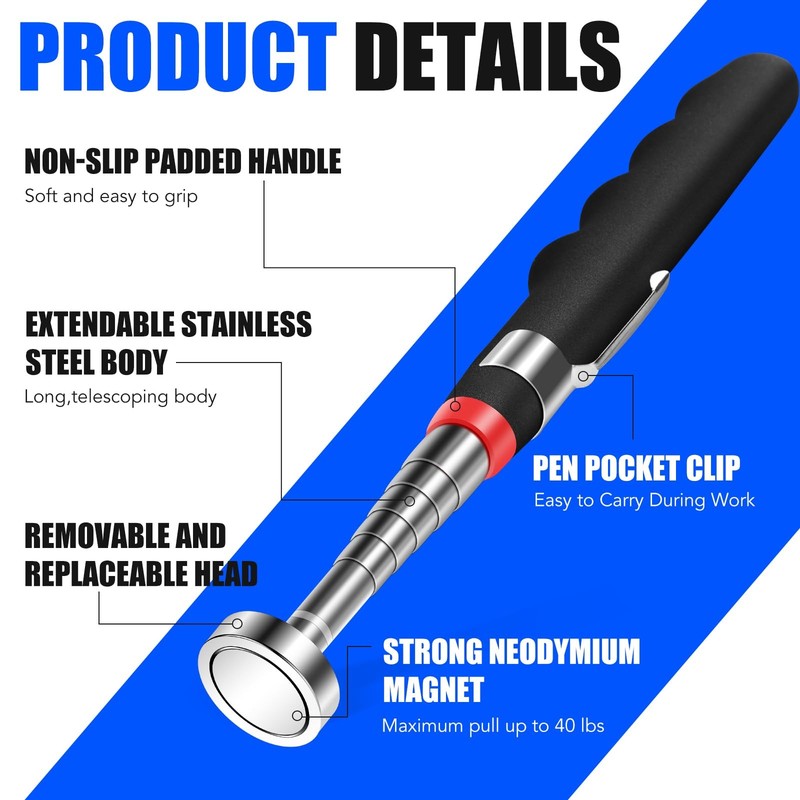 3PCS Telescoping Magnetic Pick Up Tool Extendable up to 31", 30lb 40lb 80lb T... gallery