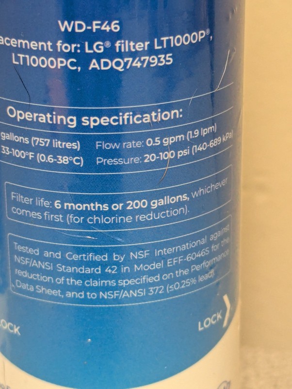 2 Pack Waterdrop Replacement Refrigerator Water Filter WD-F46 for LG gallery