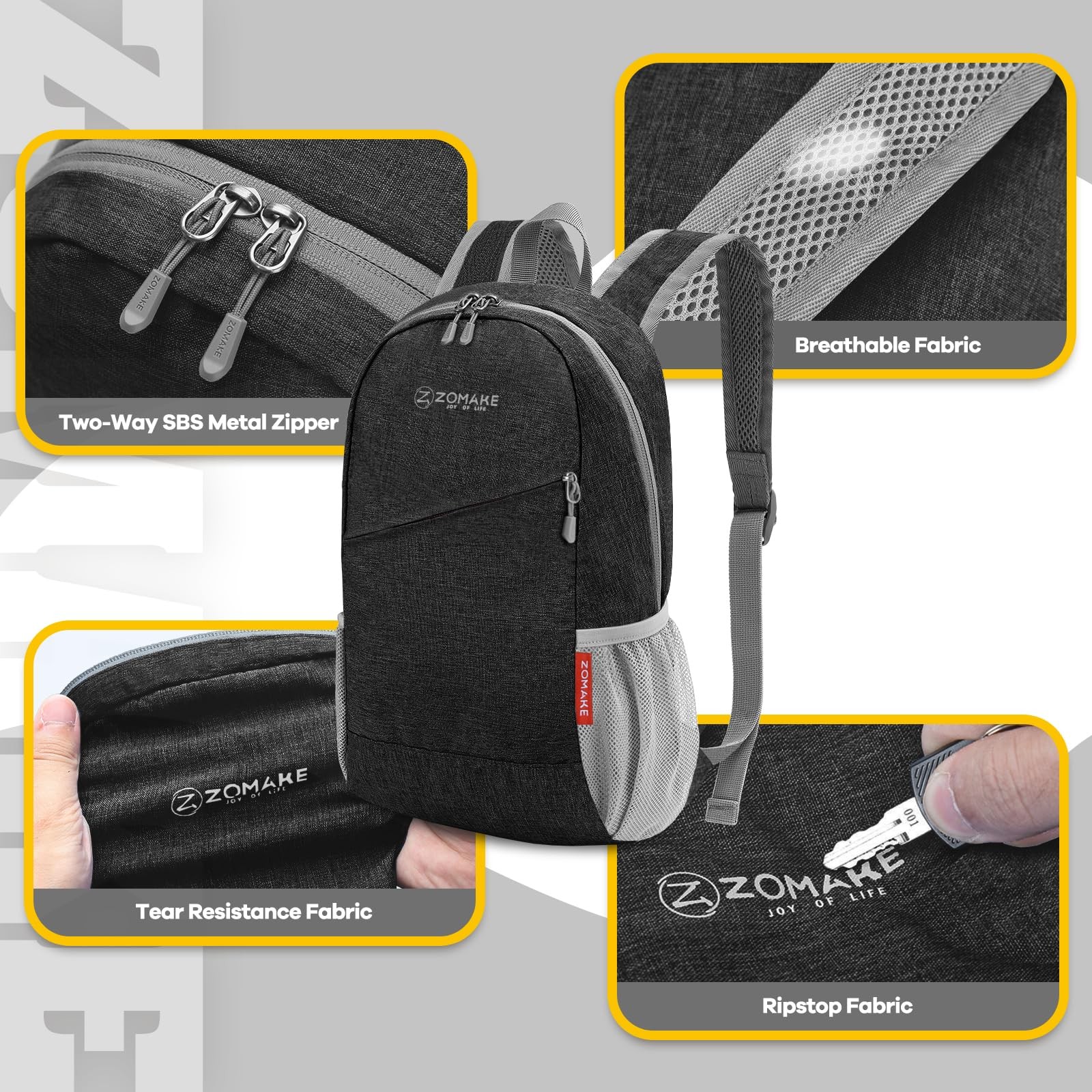 10L Ultra Lightweight Packable Backpack Small Foldable Daypack Black PC 4