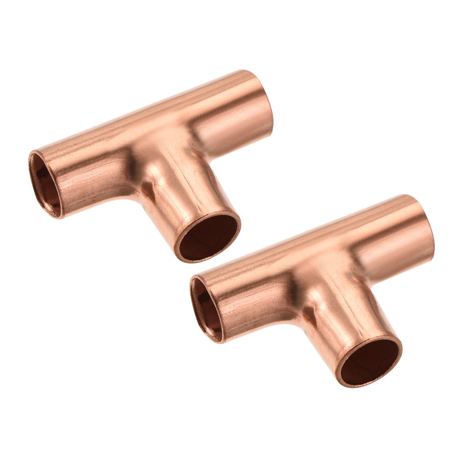 2 pack Tee Copper Fitting 3 Way Welding Joint 1/4 Inch ID gallery