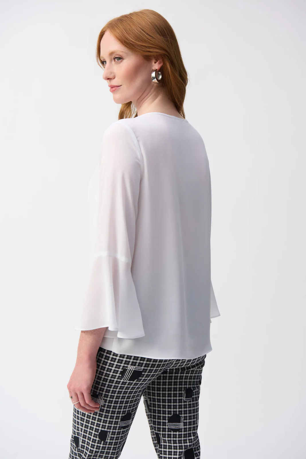 Joseph Ribkoff Crew Neck Hi-Low 3/4 Bell Sleeves Top 251062 gallery