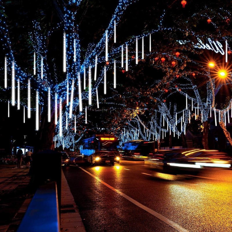 LED Meteor Shower Lights Falling Rain Drop Icicle String Waterproof Outdoor gallery