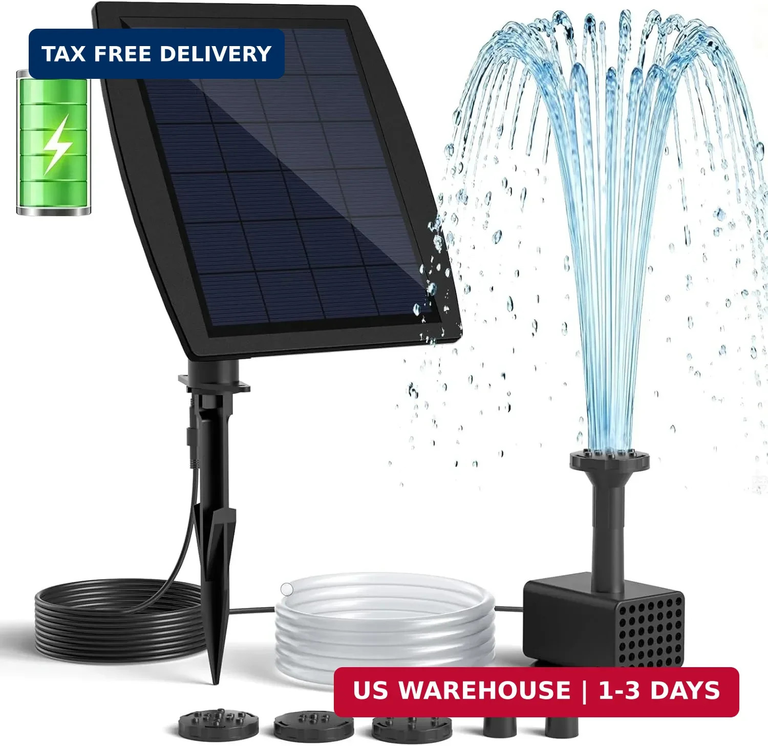 Solar Fountain Pump with Battery Backup, 4W Solar Water Pump Built-in 2000mAh Ba gallery