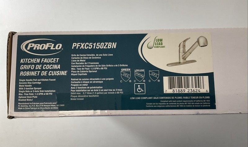 PROFLO SINGLE HOLE PULL OUT KITCHEN FAUCET - PFXC5150ZBN - BRAND NEW gallery