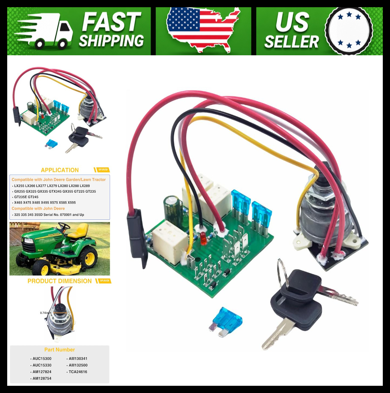 John Deere Lawn Tractor Ignition Key Switch Compatible Replacement gallery