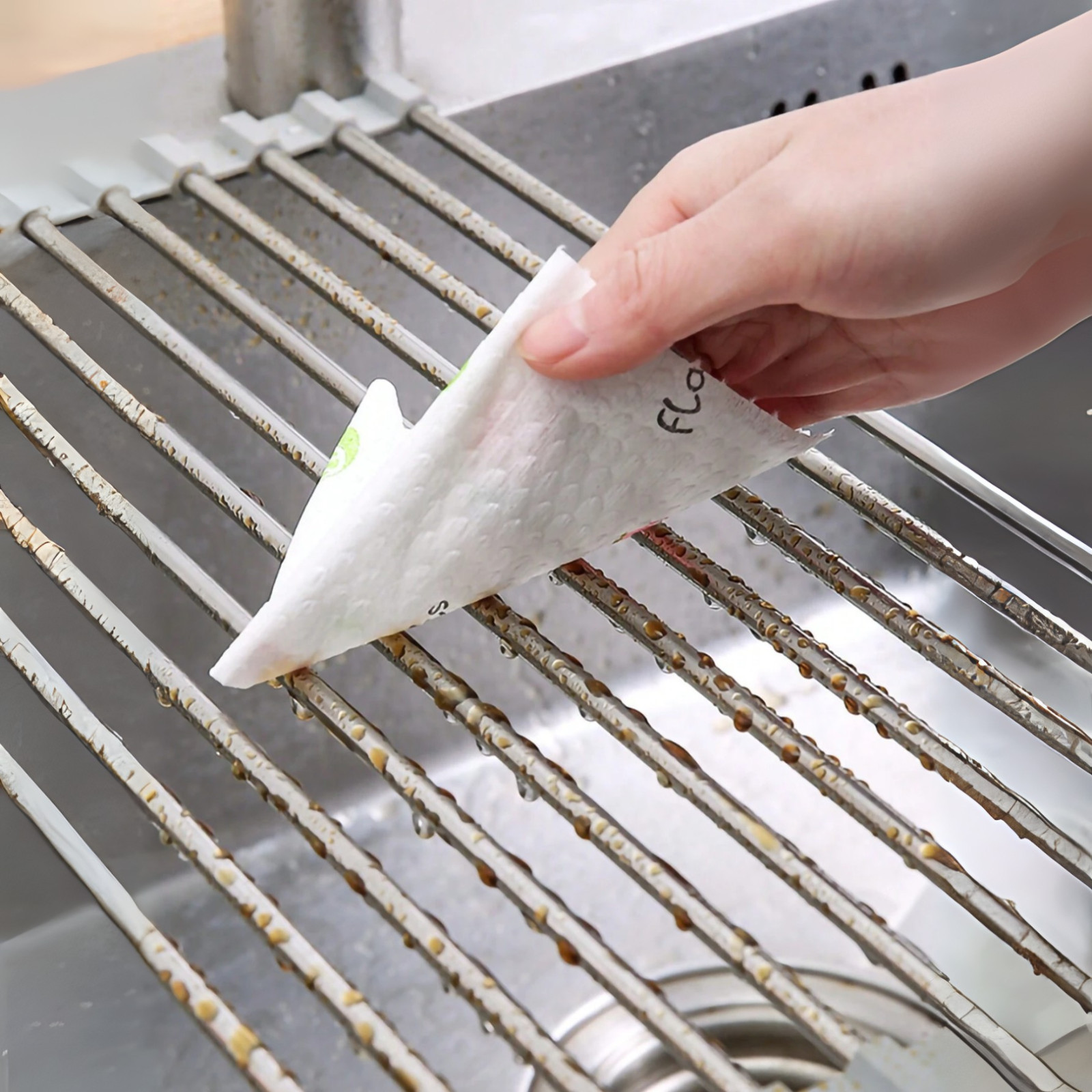 Stainless Steel Over the Sink Kitchen Dish Water Drain Rack Roll-Up Drying Rack gallery