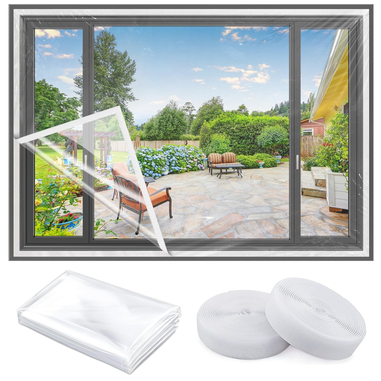 Heavy Duty Window Insulation Kit for Winter - 75 in x 79 in Clear Plastic 180... gallery