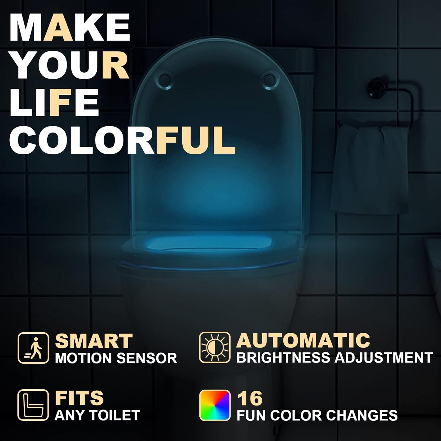Toilet Light Motion Sensor 16 Colors Changing (2 Pack),LED Glow Toilet Light gallery