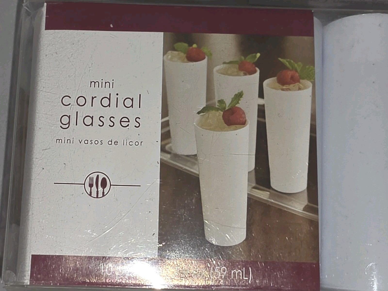 Mini White Glass Cordial Glasses, 59 mL (2 oz) Decorated Set of 20 gallery
