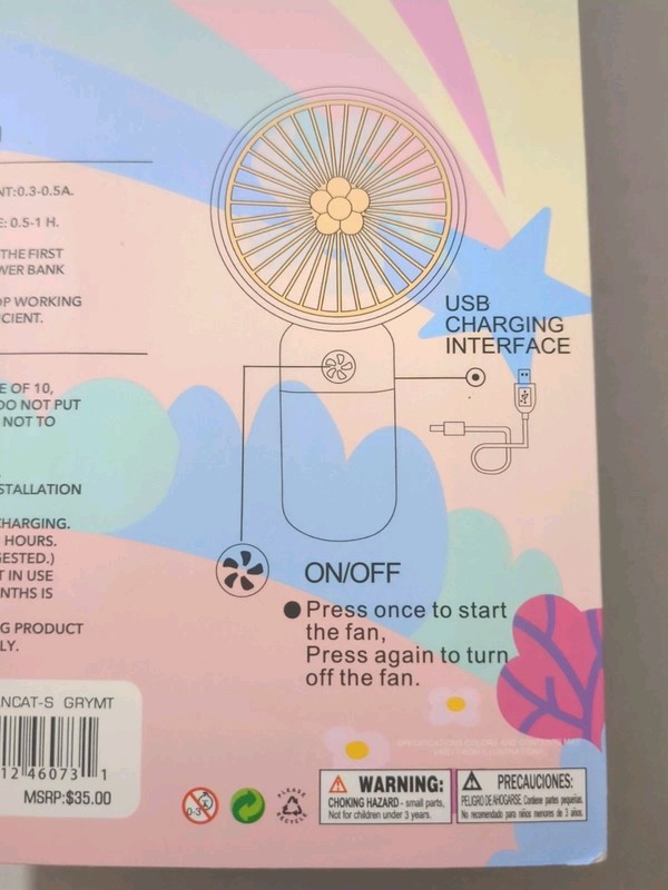 Mini Small Handheld Desktop Rechargeable Cat Portable Fan Pink & Light Gray New gallery
