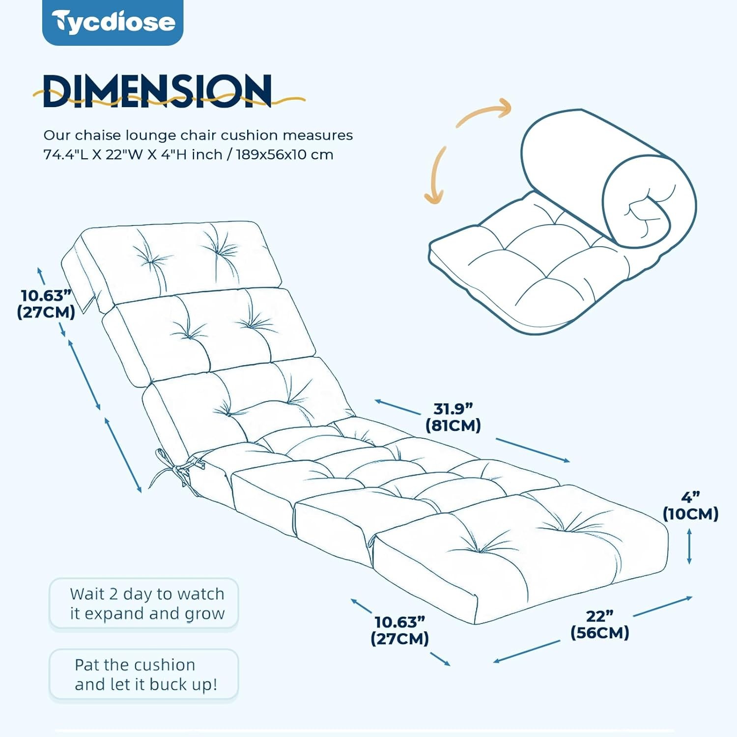 All Weather Chaise Lounge Cushions Outdoor 74.4 x 22 x 4 Inches Lounge Chair gallery