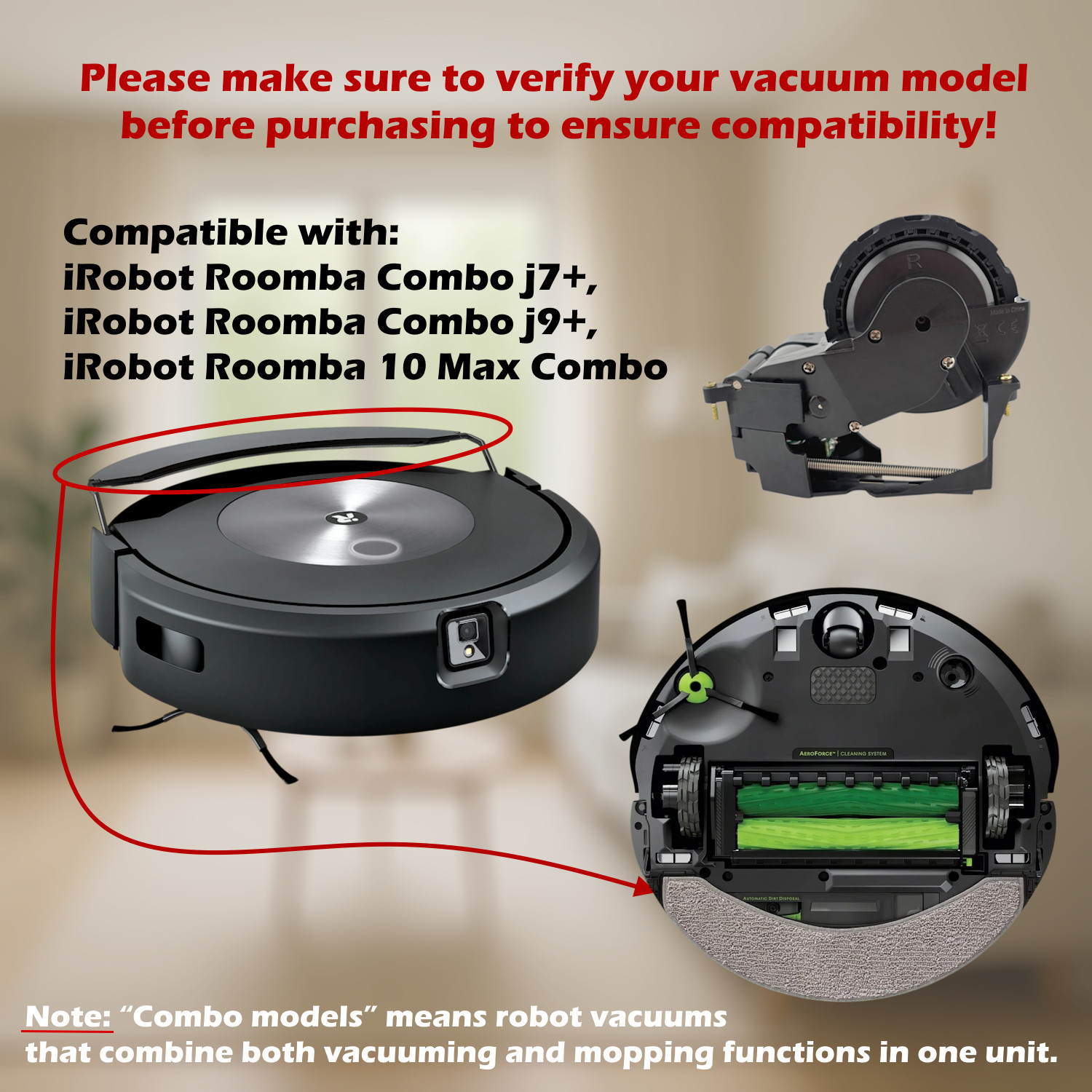 OEM iRobot Roomba j7+ j9+ 10 Max Mop Combo Robot Right Wheel Module Replacement gallery