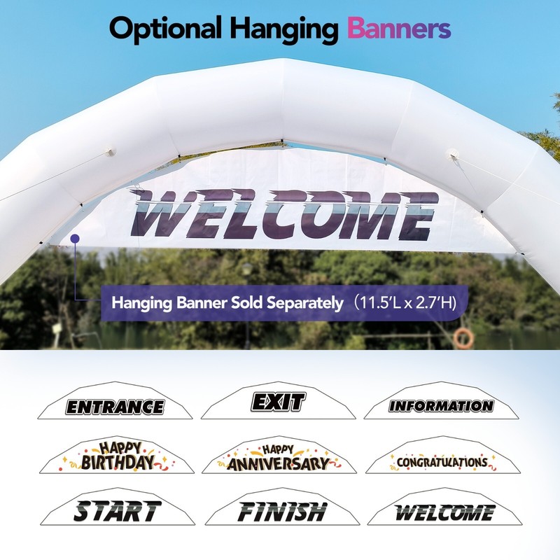 Large 21Ft Half-Circle Inflatable Arch with built-in blower - White gallery