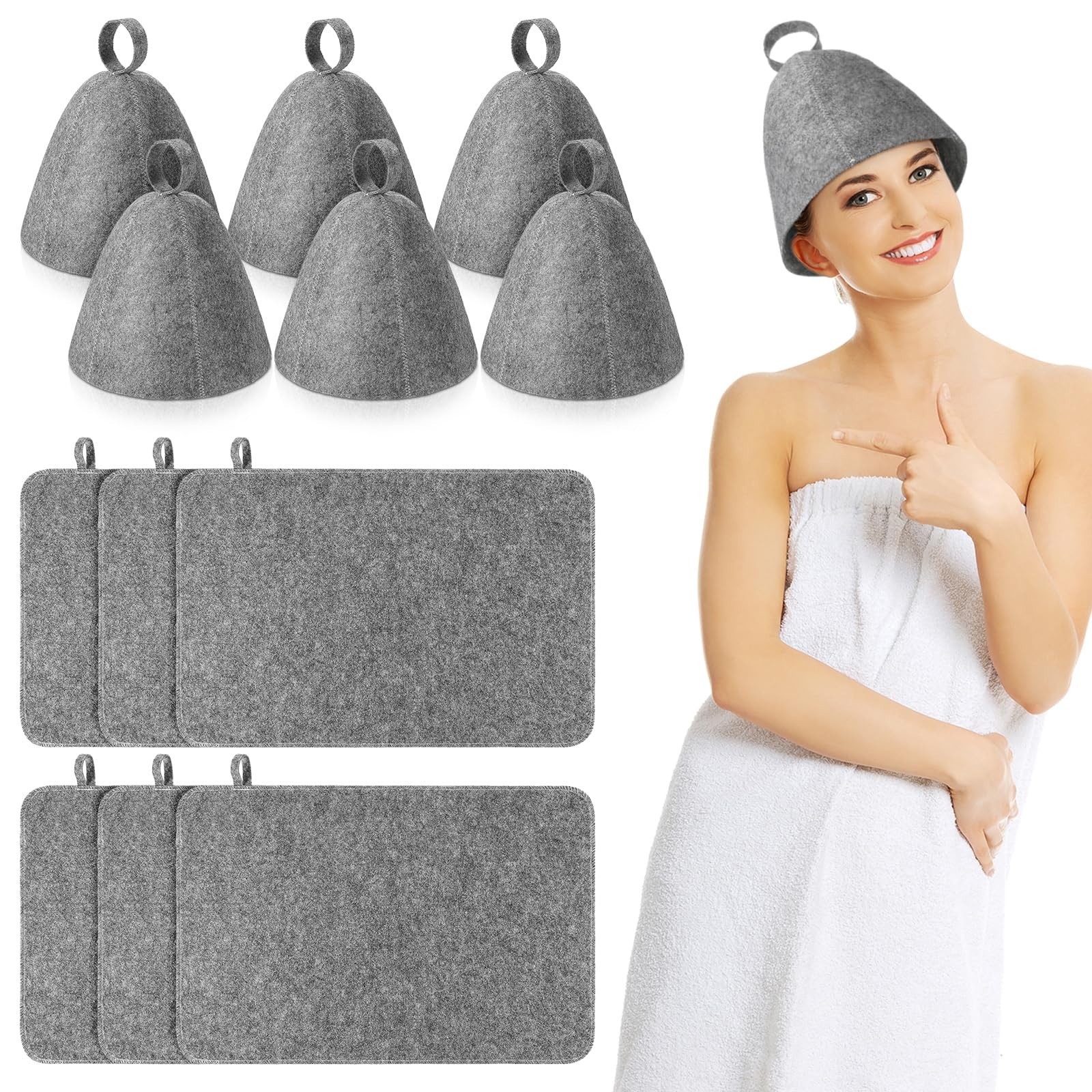 12 Pcs Sauna Hat Natural Felt Sauna Cap for Men and Women Saunas Accessories ... gallery
