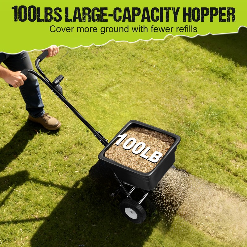 Broadcast Spreader, 100LBS Capacity, Walk-Behind Push Spreader, 0-10ft Spreading gallery