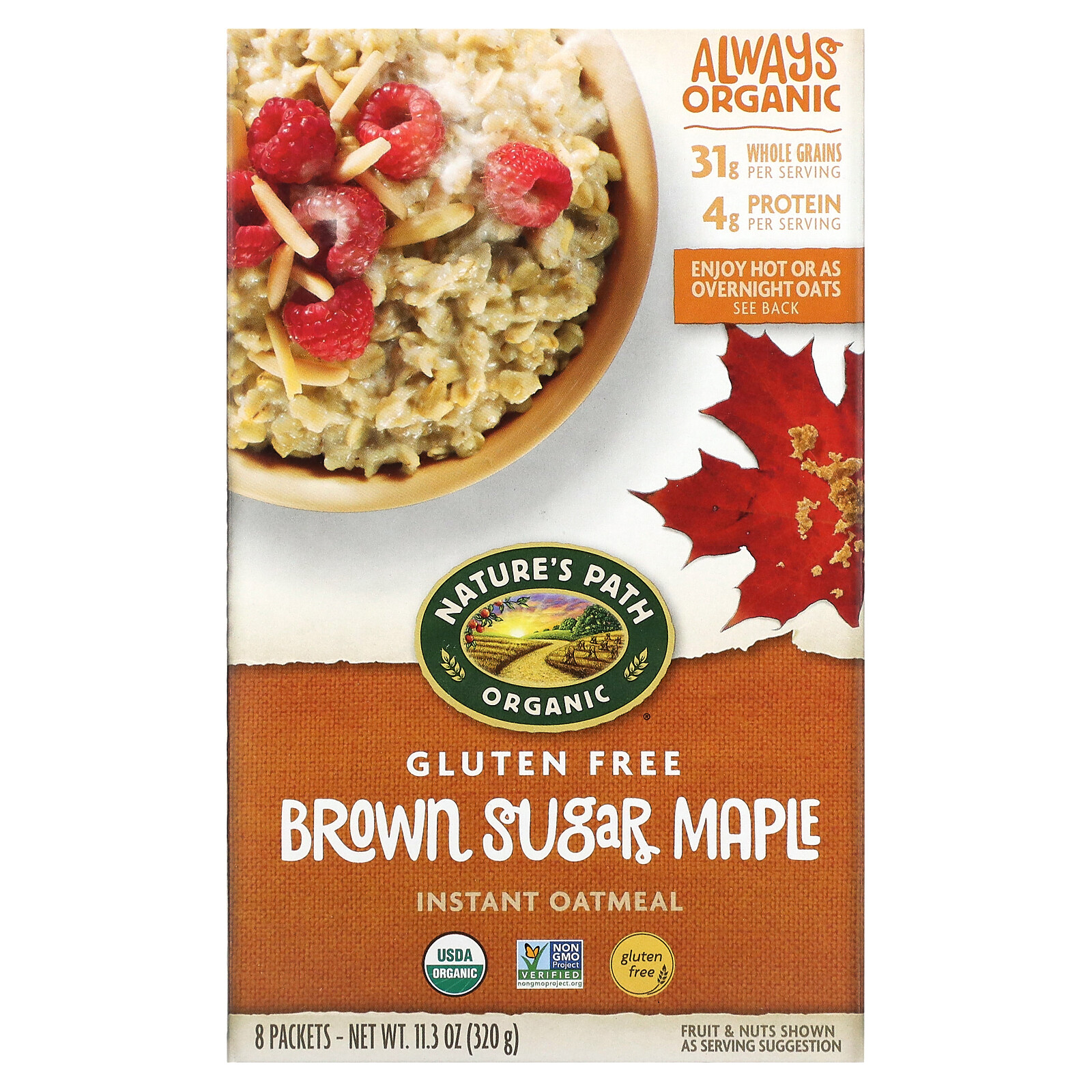 Organic Instant Oatmeal, Brown Sugar Maple, 8 Packets, 11.3 oz (320 g) gallery