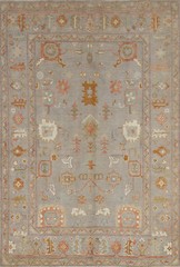 Vegetable Dye All-Over Pattern Oushak Wool Handmade Rug 6×8 ft Turkish Carpet