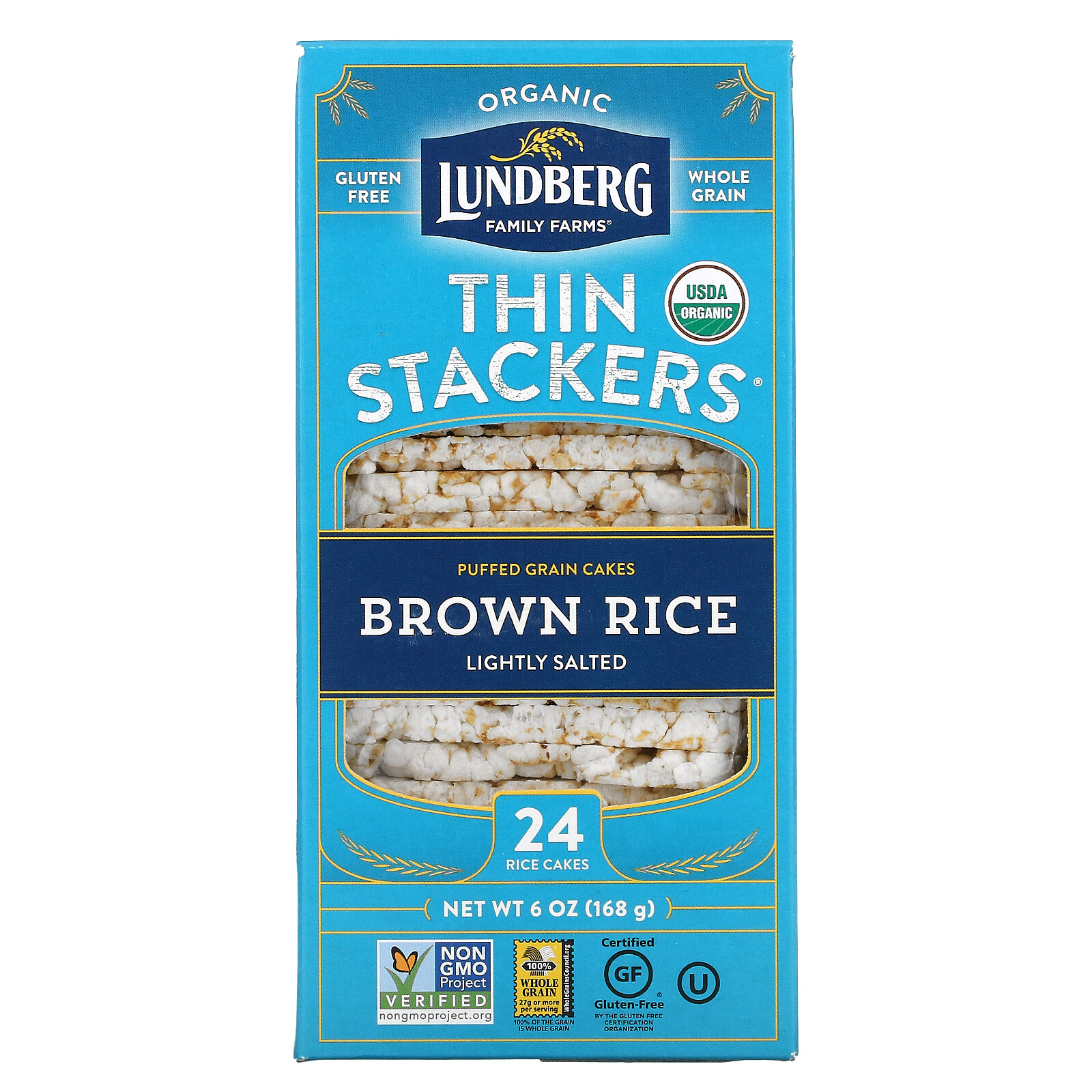 Organic Thin Stackers, Puffed Grain Cakes, Brown Rice, Lightly Salted, 24 Rice gallery