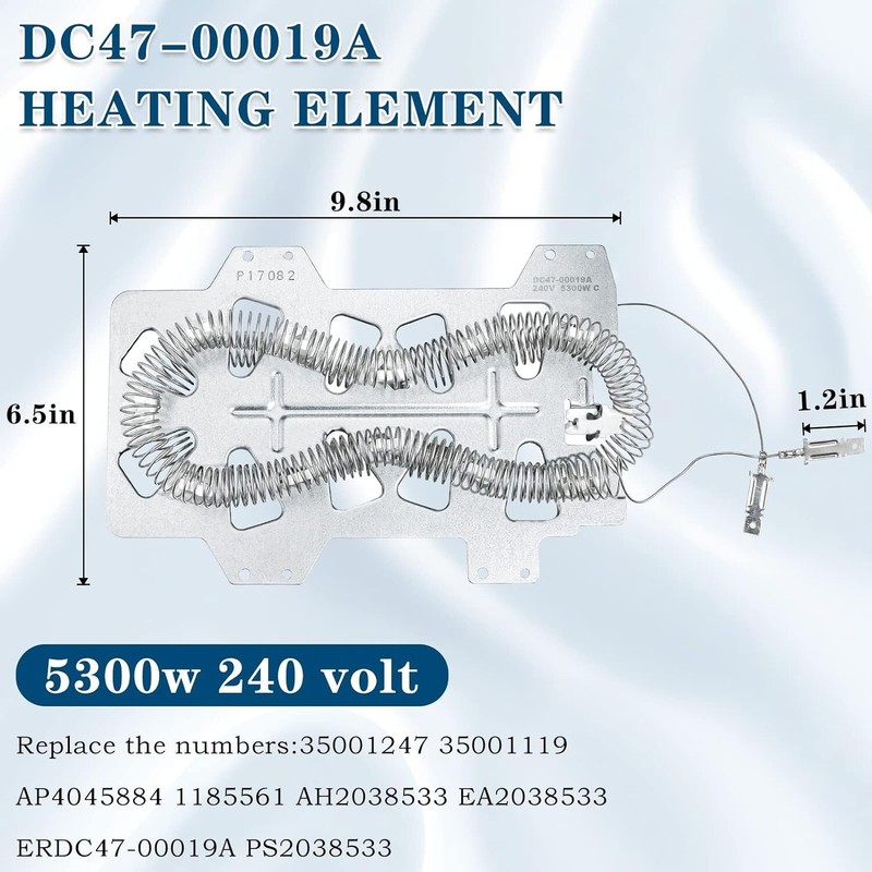 2 Pack DC47-00019A Dryer Heating Element for SAMSUNG DV45H7000EW/A2 DV40J3000EW gallery