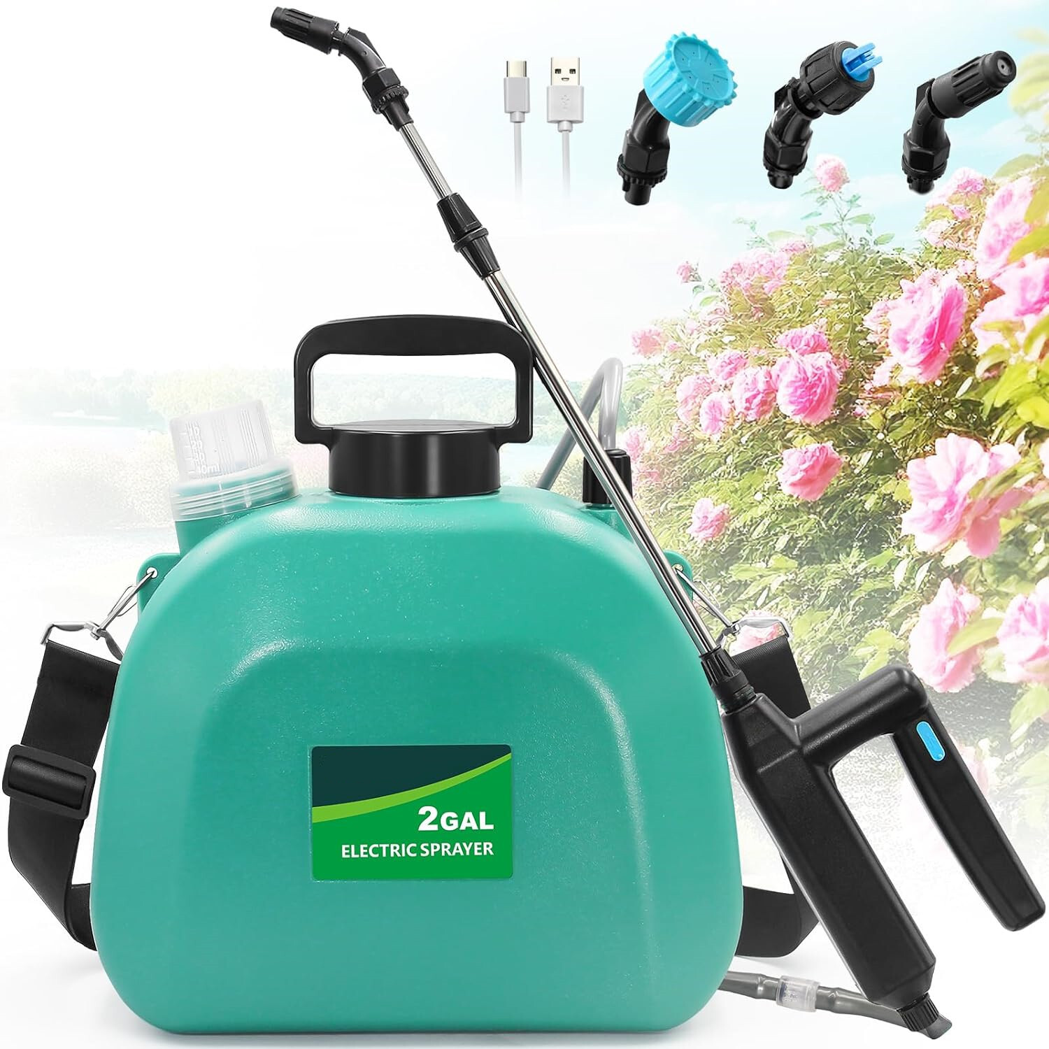Battery Powered Sprayer 2 Gallon Powerful Electric Sprayer with 3 Mist Nozzles gallery