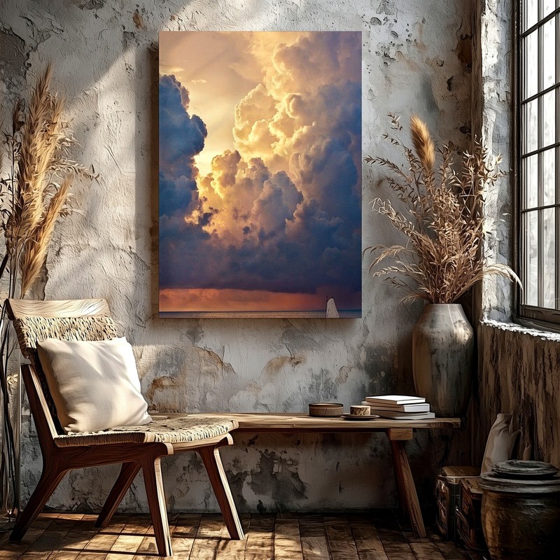 Wall Art Dramatic Cloudscape Seascape Sailboat Sunset Canvas Print Coastal Decor gallery
