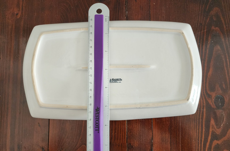 World Market White Rectangular Ceramic Plate Asian Calligraphy 9.5 in x 6.5 in gallery