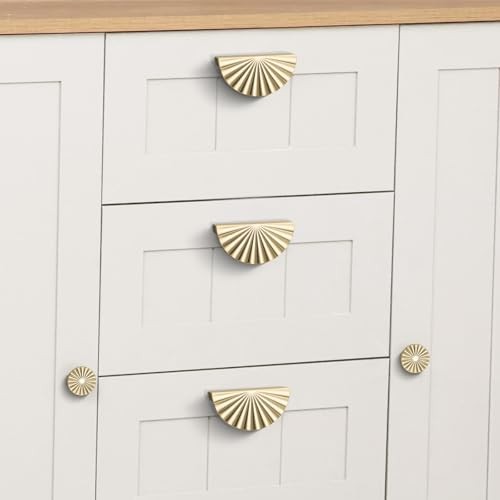 Pack 3 Inch (76mm) Cabinet Pulls Cup Flat 3in(76mm) Hole Center 5 Brushed Gold gallery