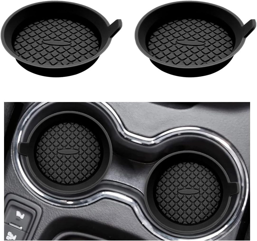 Silicone Non-Slip Car Cup Coasters - 2 Pack, 2.75 Inch Universal Insert (Black) gallery