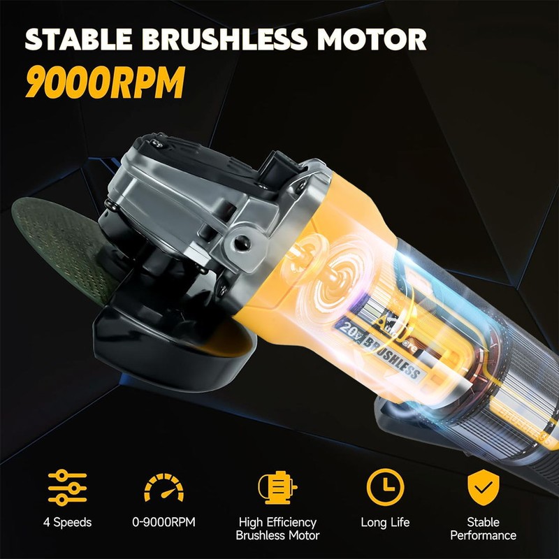 Cordless 4-1/2 Power Angle Grinder for Dewalt 20V Max Battery Brushless 9000 RPM gallery