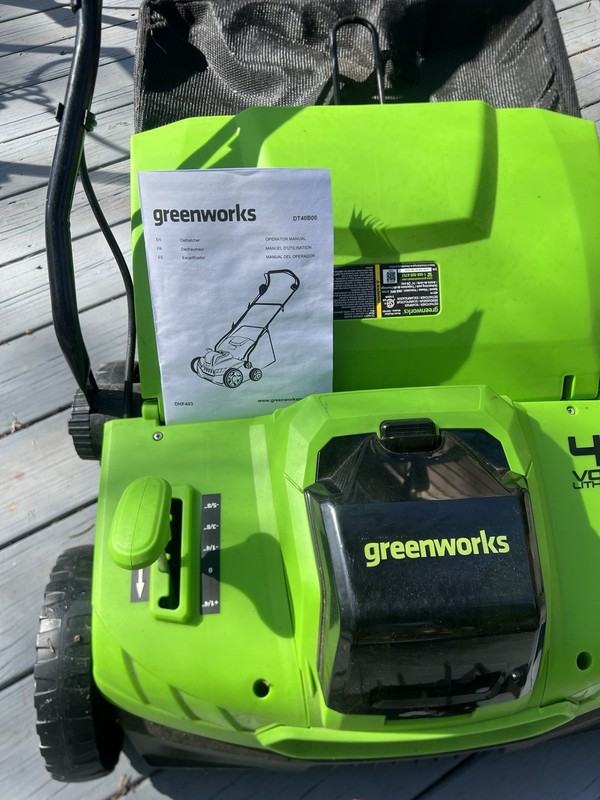 Greenworks DT40B00 Cordless Dethatcher Unused gallery