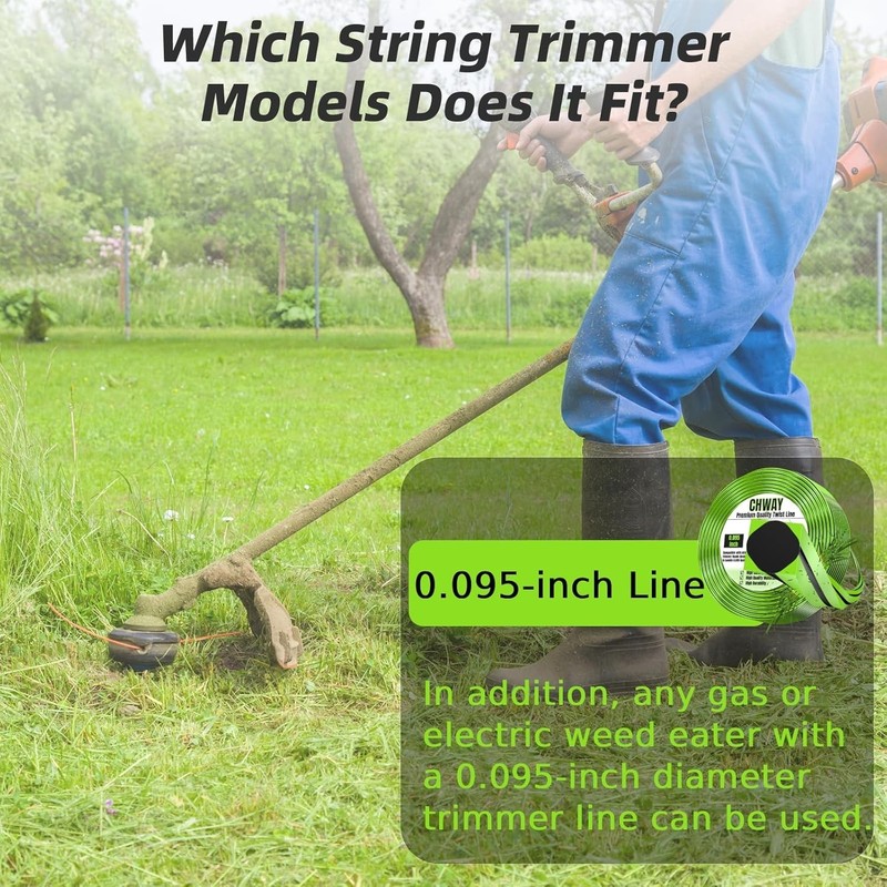 0.095'' Weed Eater String, Square-Twist Heavy Duty 095 Trimmer Line, 175ft, F... gallery