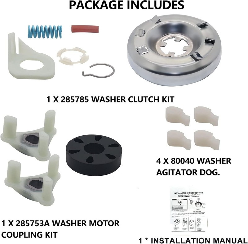Washer Clutch Kit Motor Coupling Agitator Dog Replacement for Whirlpool gallery