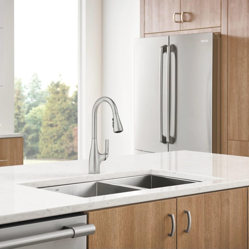 MOEN Leesi 87448SRS Single-Handle Pull-Down Sprayer Kitchen Faucet with Reflex gallery