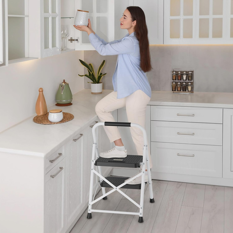 2-Step Ladder, Folding Step Stools for Adults with Wide Anti-Slip Pedals, Max Lo gallery
