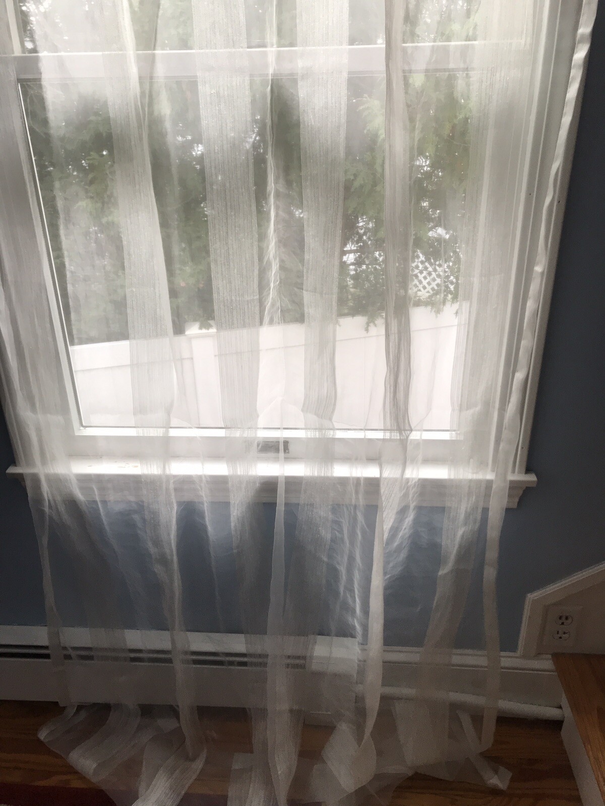 Exclusive Fabrics polyester &linen blend white stripe sheer curtain 46 X 96 gallery