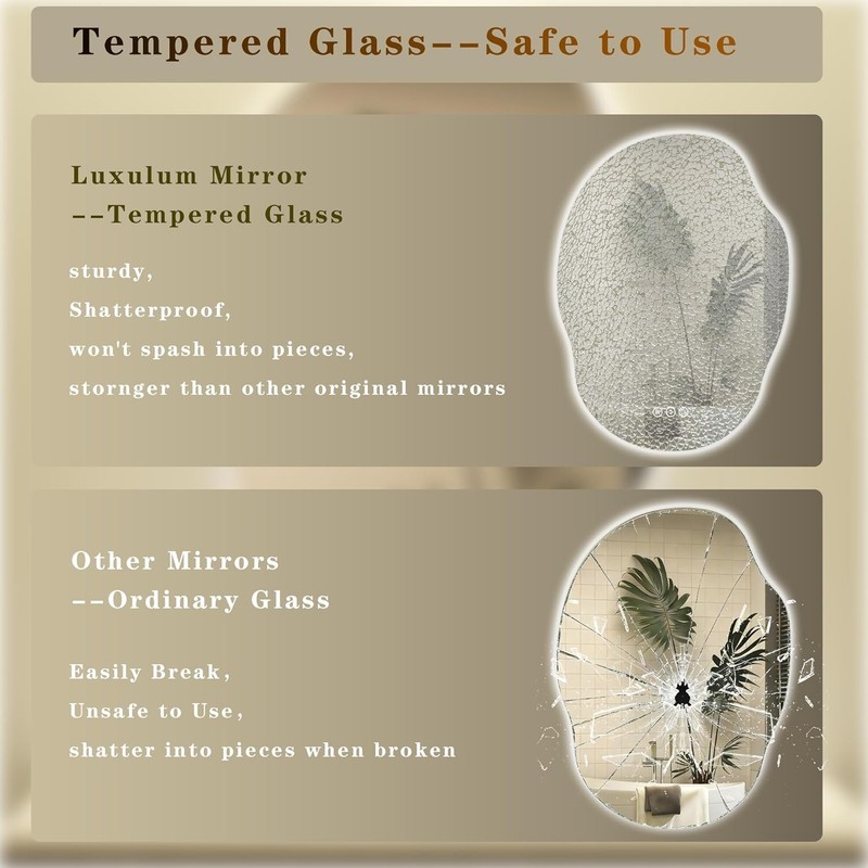 Irregular Backlit LED Bathroom Mirror for Wall 22"x30", Asymmetrical Lighted gallery