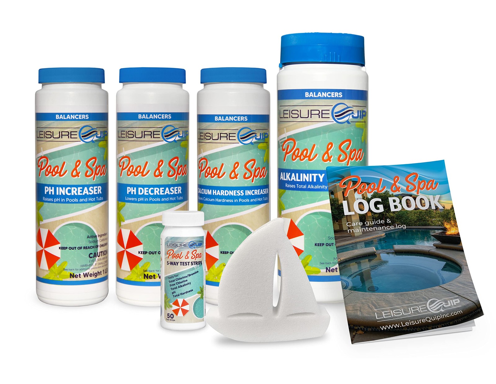 LeisureQuip Pool & Spa Chemical Balancer Maintenance Kit with Test Strips - Cont gallery
