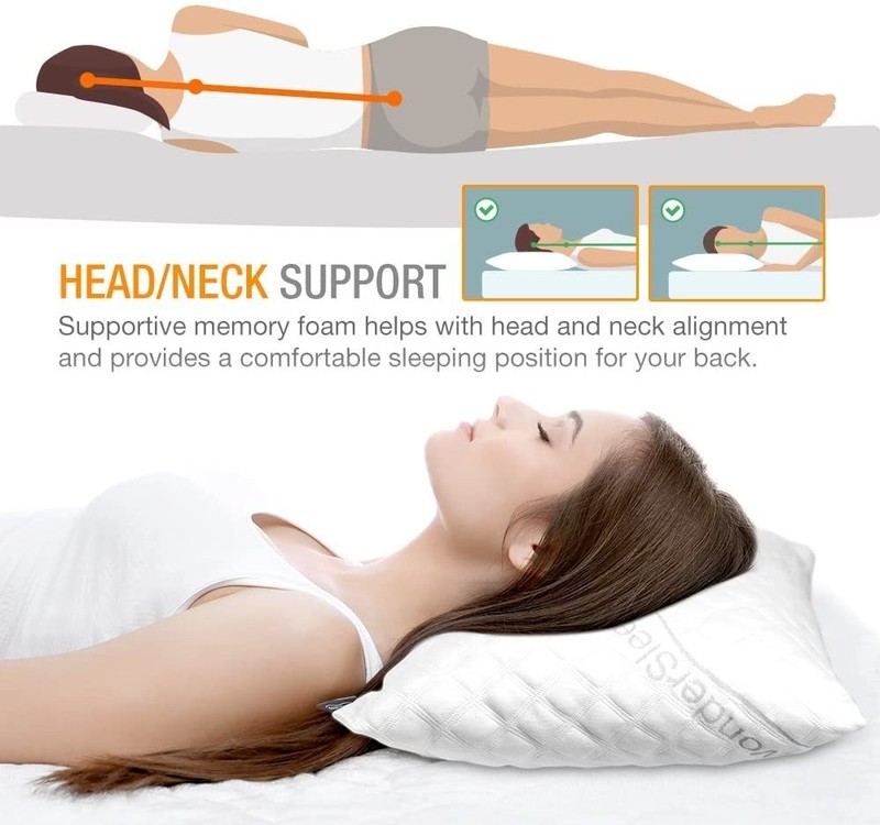 WonderSleep 2 Pack Memory Foam Bed Pillows for Home - King size gallery