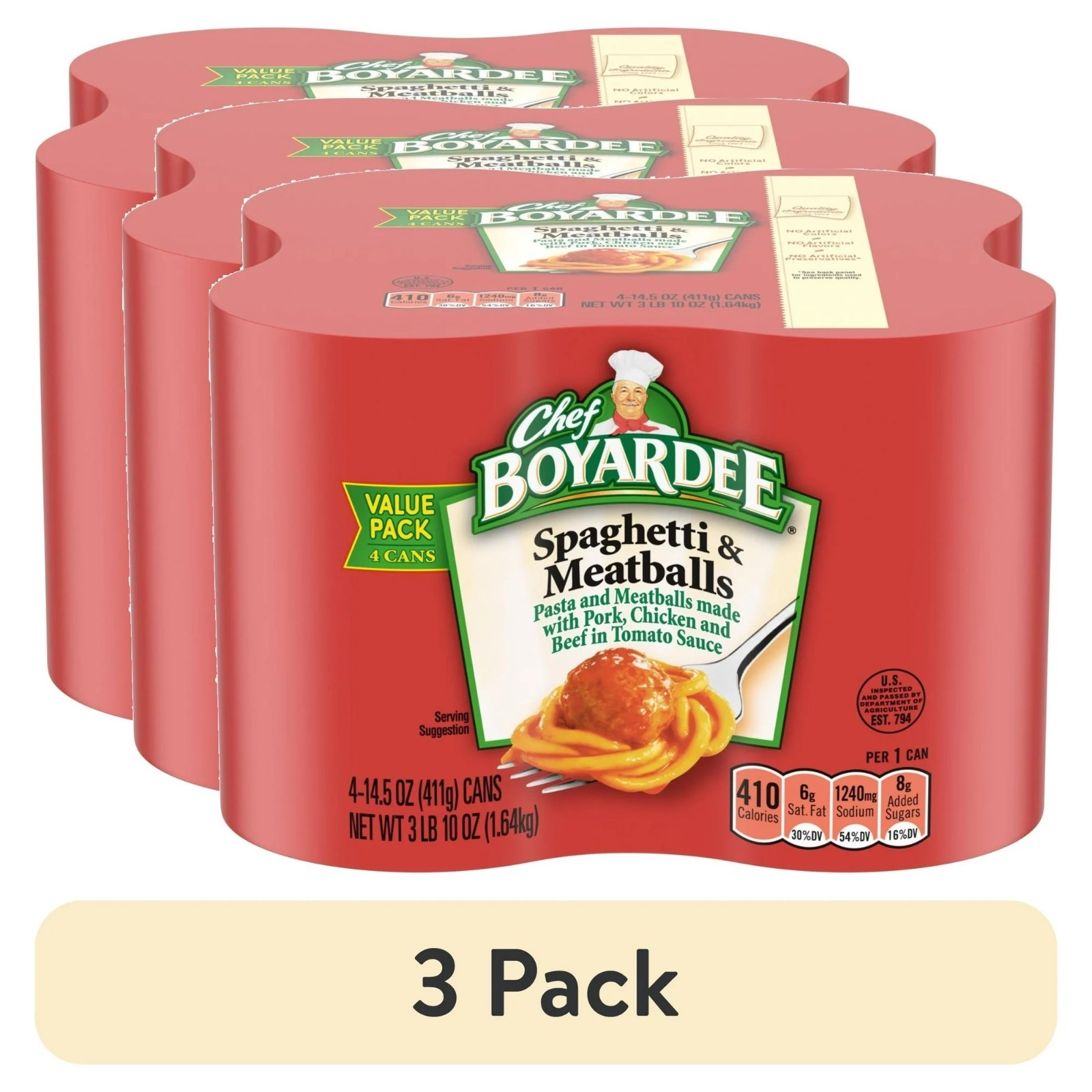 (3 Pack) Chef Boyardee Spaghetti and Meatballs, Microwave Pasta, 4 Pack, 14.5 Oz gallery