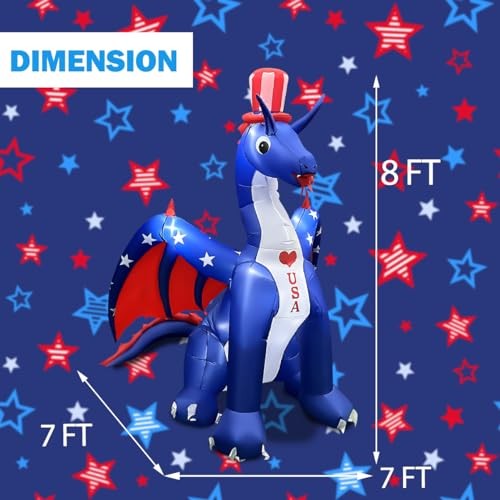 8 FT Independence Day Inflatable Dragon A-8FT Tall Dragon with America Style gallery
