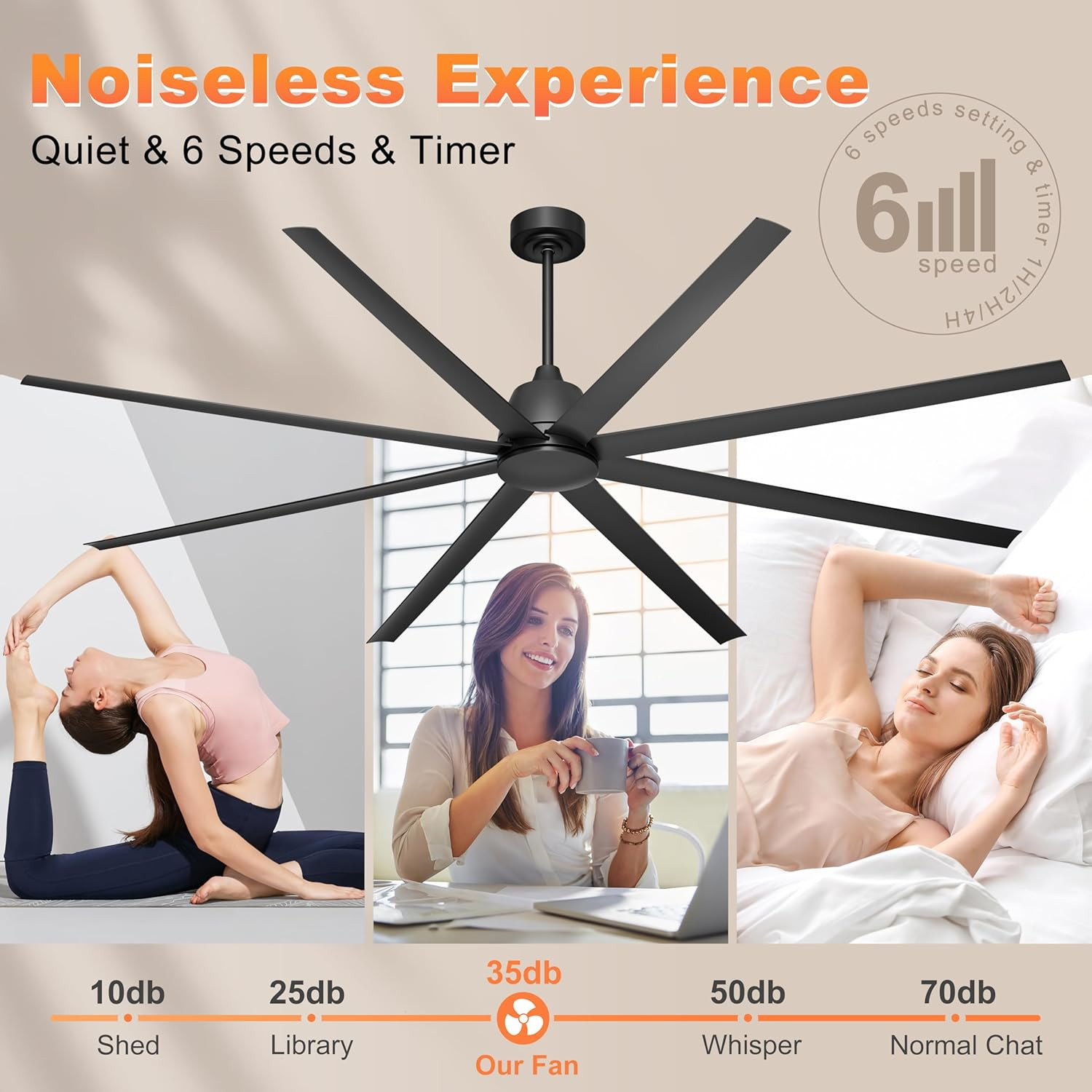 96" Industrial Ceiling Fan with Remote Control for Garage & Warehouse, Black gallery