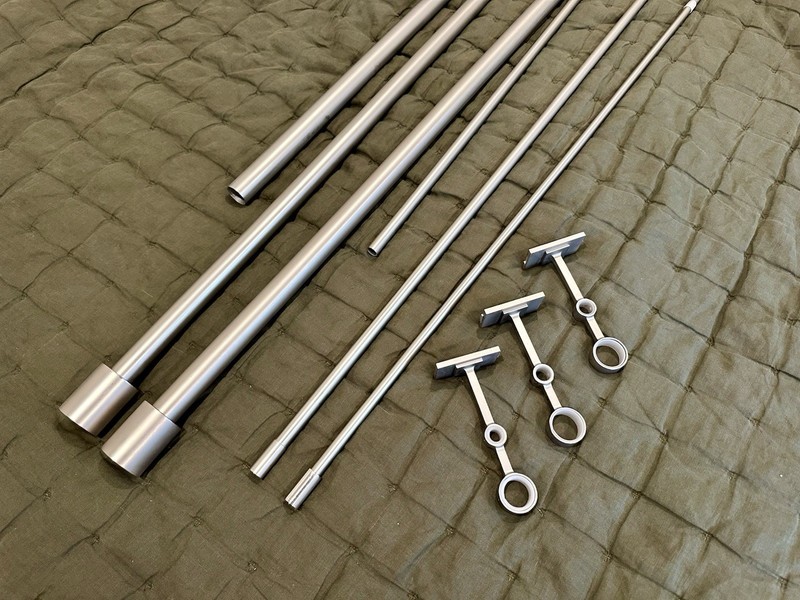 West Elm Brushed Nickle Adjustable Double Curtain Rod Set w/Brackets & Finials gallery