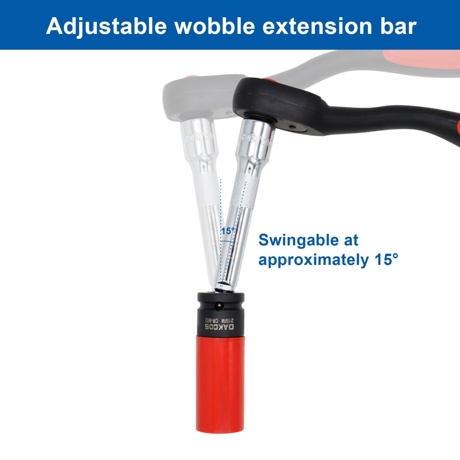 DAKCOS 9 Pieces Wobble Extension Bar Set Hand Tool Set Kit Box 1/4", 1/2", 3/8" gallery